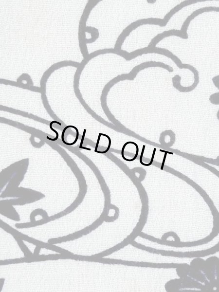 Photo7: M1018T Vintage Japanese women   White HITOE unlined / Silk. Chrysanthemum, There is an impression from use.  (Grade C) (7)