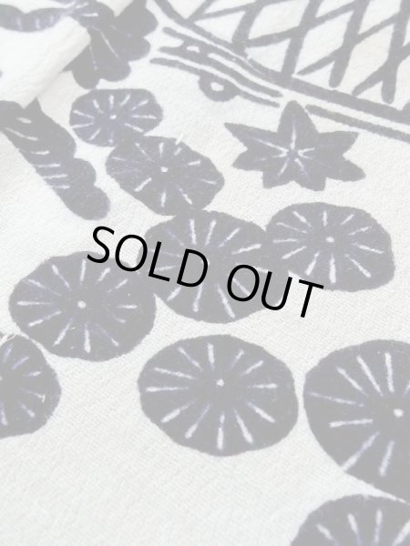 Photo9: M1018T Vintage Japanese women   White HITOE unlined / Silk. Chrysanthemum, There is an impression from use.  (Grade C) (9)