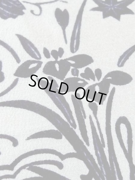 Photo11: M1018T Vintage Japanese women   White HITOE unlined / Silk. Chrysanthemum, There is an impression from use.  (Grade C) (11)