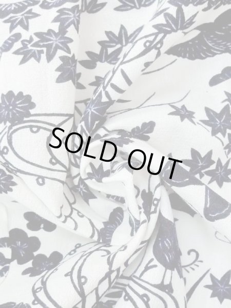 Photo14: M1018T Vintage Japanese women   White HITOE unlined / Silk. Chrysanthemum, There is an impression from use.  (Grade C) (14)