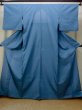 Photo1: M1018X Vintage Japanese women  Grayish Blue HITOE unlined / Silk.    (Grade C) (1)