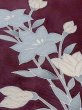 Photo7: M1018Y Vintage Japanese women Dark Reddish Purple Summer / Silk. KIKYO Japanese balloonflower   (Grade C) (7)