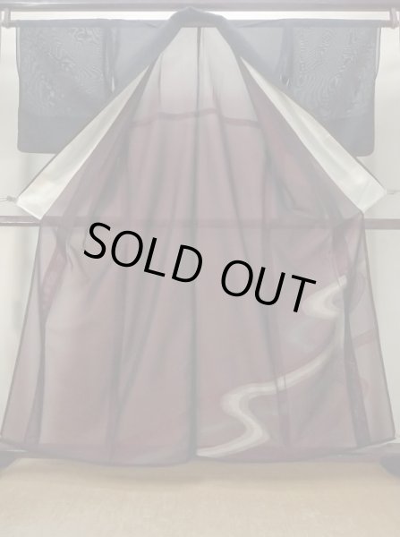 Photo2: M1018Z Vintage Japanese women   Black Summer / Silk. Stream   (Grade C) (2)