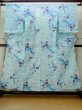 Photo1: M1019C Vintage Japanese women   Light Blue HITOE unlined / Synthetic. MOMIJI maple leaf,   (Grade B) (1)