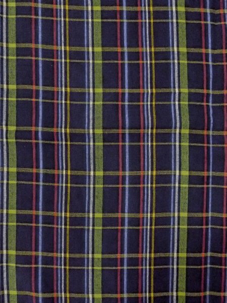 Photo3: M1025A Vintage Japanese women   Navy Blue HITOE unlined / Wool. Plaid Checks   (Grade C) (3)