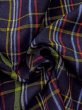 Photo10: M1025A Vintage Japanese women   Navy Blue HITOE unlined / Wool. Plaid Checks   (Grade C) (10)