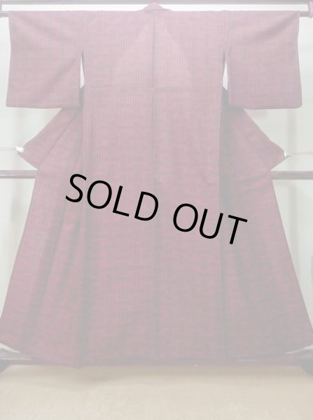 Photo1: M1025C Vintage Japanese women   Black HITOE unlined / Wool. Plaid Checks   (Grade B) (1)