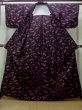 Photo2: M1025D Vintage Japanese women   Black HITOE unlined / Wool. Cross,   (Grade D) (2)