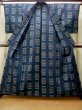 Photo2: M1025E Vintage Japanese women Dark Grayish Blue HITOE unlined / Wool. Quadrangle,   (Grade A) (2)