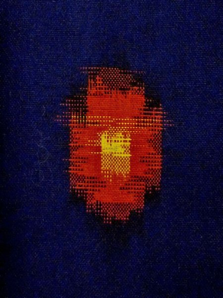 Photo6: M1025H Vintage Japanese women   Navy Blue HITOE unlined / Wool. Abstract pattern   (Grade C) (6)