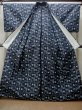 Photo2: M1025I Vintage Japanese women   Navy Blue BINGO-GASURI / Silk. Butterfly,   (Grade A) (2)