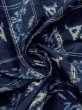 Photo10: M1025I Vintage Japanese women   Navy Blue BINGO-GASURI / Silk. Butterfly,   (Grade A) (10)