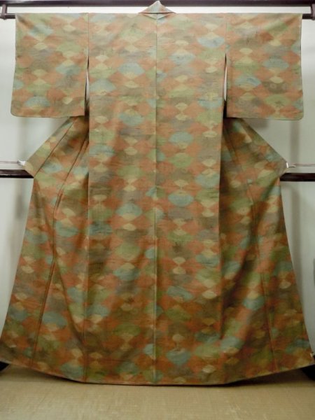 Photo1: M1025K Vintage Japanese women  Grayish Multi Color HITOE unlined / Wool. MOMIJI maple leaf,   (Grade A+) (1)