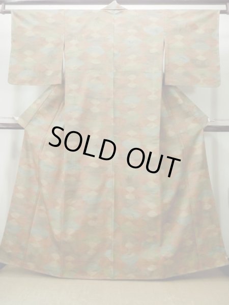 Photo1: M1025K Vintage Japanese women  Grayish Multi Color HITOE unlined / Wool. MOMIJI maple leaf,   (Grade A+) (1)