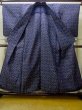 Photo2: M1025L Vintage Japanese women   Navy Blue HITOE unlined / Silk. Cross,   (Grade A) (2)