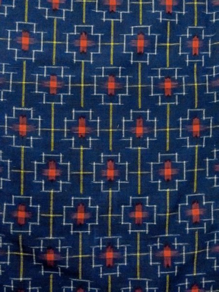 Photo4: M1025L Vintage Japanese women   Navy Blue HITOE unlined / Silk. Cross,   (Grade A) (4)