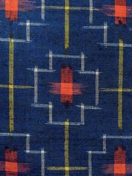 Photo5: M1025L Vintage Japanese women   Navy Blue HITOE unlined / Silk. Cross,   (Grade A) (5)