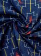 Photo9: M1025L Vintage Japanese women   Navy Blue HITOE unlined / Silk. Cross,   (Grade A) (9)