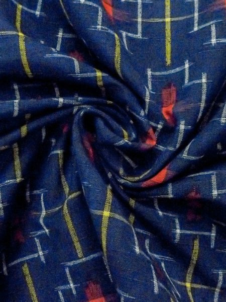 Photo9: M1025L Vintage Japanese women   Navy Blue HITOE unlined / Silk. Cross,   (Grade A) (9)