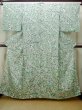 Photo1: M1025M Vintage Japanese women  Light Green HITOE unlined / Silk. UME plum bloom,   (Grade C) (1)