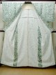 Photo2: M1025M Vintage Japanese women  Light Green HITOE unlined / Silk. UME plum bloom,   (Grade C) (2)