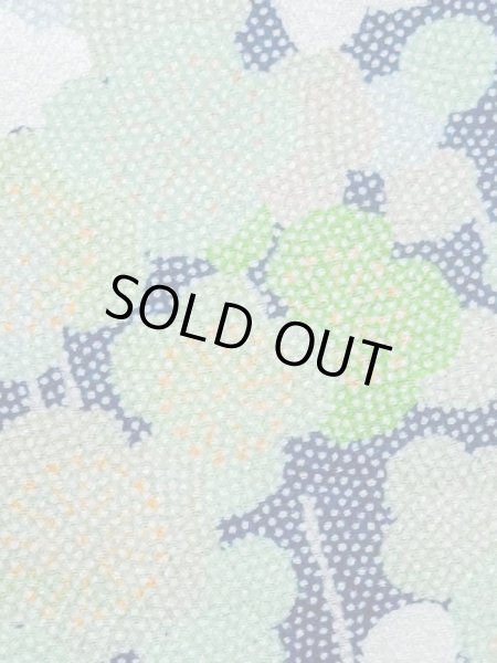 Photo6: M1025M Vintage Japanese women  Light Green HITOE unlined / Silk. UME plum bloom,   (Grade C) (6)