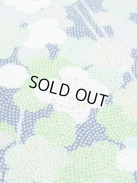 Photo8: M1025M Vintage Japanese women  Light Green HITOE unlined / Silk. UME plum bloom,   (Grade C) (8)