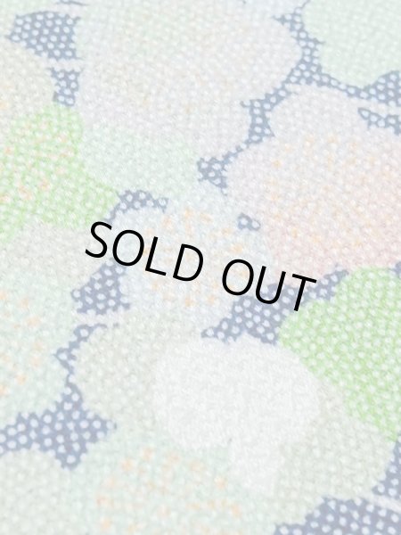 Photo9: M1025M Vintage Japanese women  Light Green HITOE unlined / Silk. UME plum bloom,   (Grade C) (9)