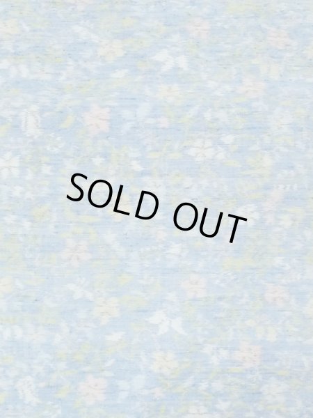 Photo3: M1025N Vintage Japanese women  Light Blue HITOE unlined / Silk. Flower,   (Grade C) (3)