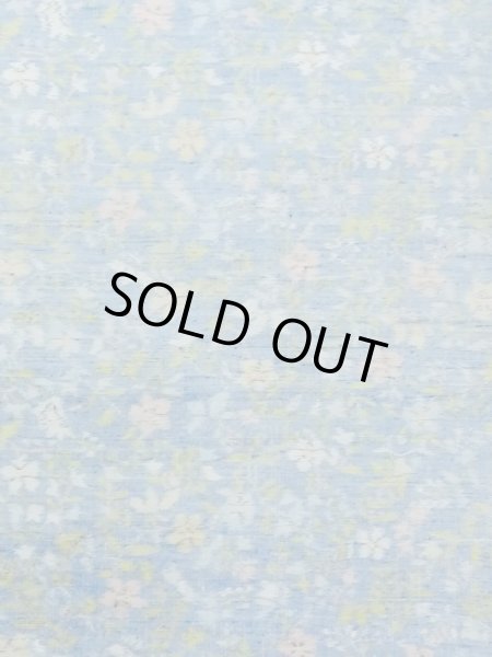 Photo4: M1025N Vintage Japanese women  Light Blue HITOE unlined / Silk. Flower,   (Grade C) (4)