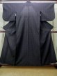 Photo1: M1025O Vintage Japanese women  Dark Navy Blue HITOE unlined / Silk. Geometrical pattern,   (Grade C) (1)