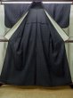 Photo2: M1025O Vintage Japanese women  Dark Navy Blue HITOE unlined / Silk. Geometrical pattern,   (Grade C) (2)