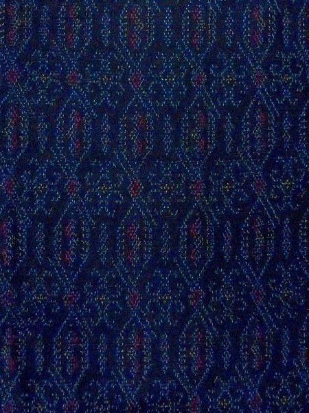 Photo4: M1025O Vintage Japanese women  Dark Navy Blue HITOE unlined / Silk. Geometrical pattern,   (Grade C) (4)