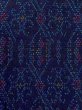 Photo5: M1025O Vintage Japanese women  Dark Navy Blue HITOE unlined / Silk. Geometrical pattern,   (Grade C) (5)