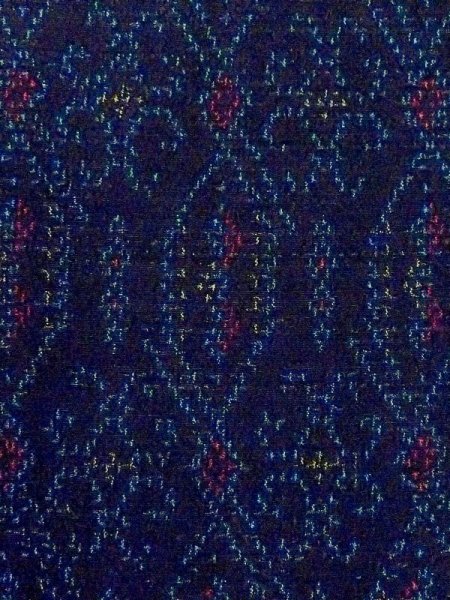 Photo5: M1025O Vintage Japanese women  Dark Navy Blue HITOE unlined / Silk. Geometrical pattern,   (Grade C) (5)