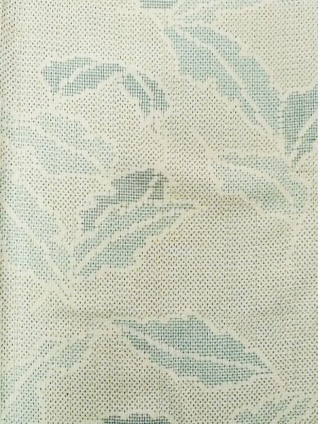 Photo4: M1025P Vintage Japanese women   Ivory SHIOZAWA-TSUMUGI / Silk. Leaf, There is an impression from use.  (Grade C) (4)