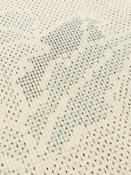 Photo7: M1025P Vintage Japanese women   Ivory SHIOZAWA-TSUMUGI / Silk. Leaf, There is an impression from use.  (Grade C) (7)