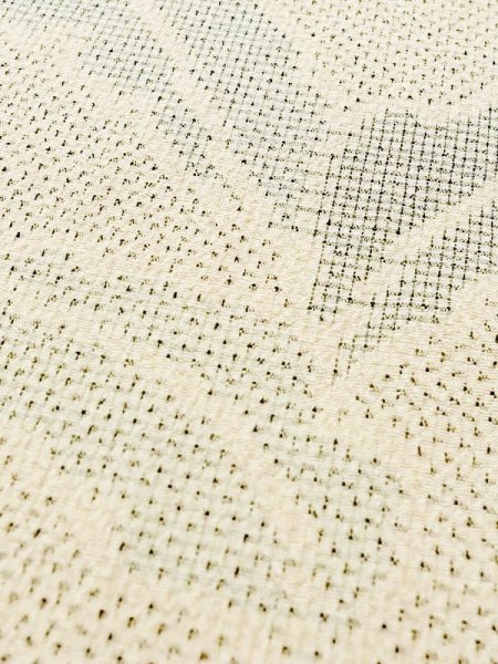 Photo8: M1025P Vintage Japanese women   Ivory SHIOZAWA-TSUMUGI / Silk. Leaf, There is an impression from use.  (Grade C) (8)