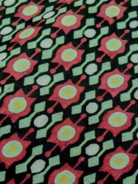 Photo7: M1025S Vintage Japanese women Pale Grayish Green HITOE unlined / Synthetic. Geometrical pattern,   (Grade D) (7)