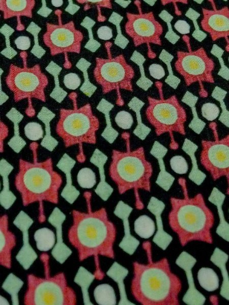 Photo8: M1025S Vintage Japanese women Pale Grayish Green HITOE unlined / Synthetic. Geometrical pattern,   (Grade D) (8)