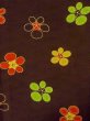 Photo3: M1025T Vintage Japanese women   Brown HITOE unlined / Wool. Flower   (Grade C) (3)