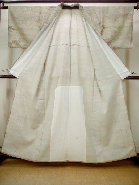 Photo2: M1025U Vintage Japanese women  Dark Yellow HITOE unlined / Synthetic. Dot,   (Grade C) (2)