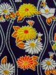 Photo7: M1025V Vintage Japanese women  Dark Navy Blue HITOE unlined / Wool. Chrysanthemum,   (Grade D) (7)