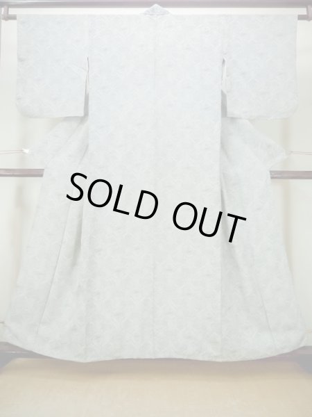 Photo1: M1025W Vintage Japanese women Pale Light Gray HITOE unlined / Silk. Abstract pattern   (Grade C) (1)