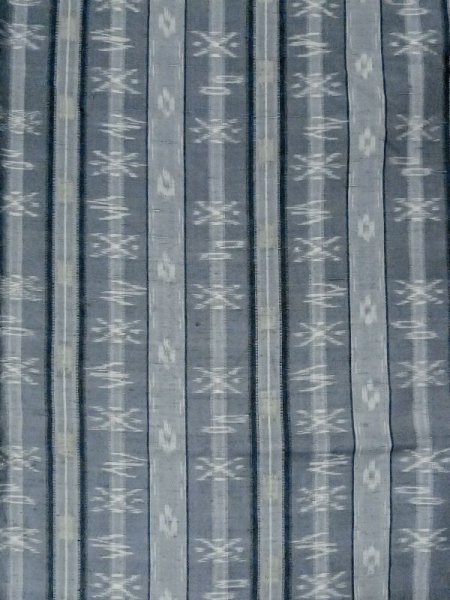 Photo3: M1025Y Vintage Japanese women Pale Grayish Navy Blue HITOE unlined / Silk. Stripes, There is an impression from use.  (Grade C) (3)