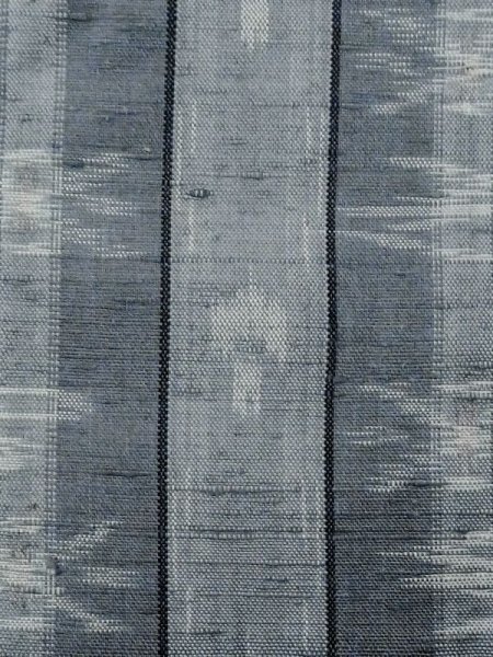 Photo6: M1025Y Vintage Japanese women Pale Grayish Navy Blue HITOE unlined / Silk. Stripes, There is an impression from use.  (Grade C) (6)