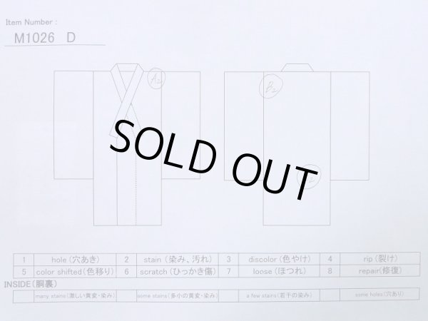 Photo11: M1026D Vintage Japanese women Pale Light Light Blue HITOE unlined / Wool. Dapple pattern,   (Grade C) (11)