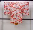 Photo2: M1108A Antique Japanese women   Red Kids / Silk. Peony, Aging deterioration. There is an impression from use.  (Grade D) (2)