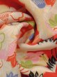 Photo13: M1108A Antique Japanese women   Red Kids / Silk. Peony, Aging deterioration. There is an impression from use.  (Grade D) (13)