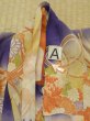 Photo16: M1108B Antique Japanese women  Vivid Purple Kids / Silk. Peony, Discolored all over. Aging deterioration. There is an impression from use. More damages.  (Grade D) (16)